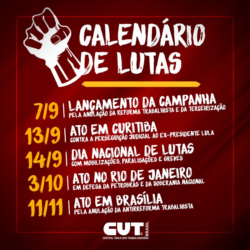 CUT arte calendrio de lutas