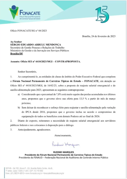 fonacate oficio negociacao