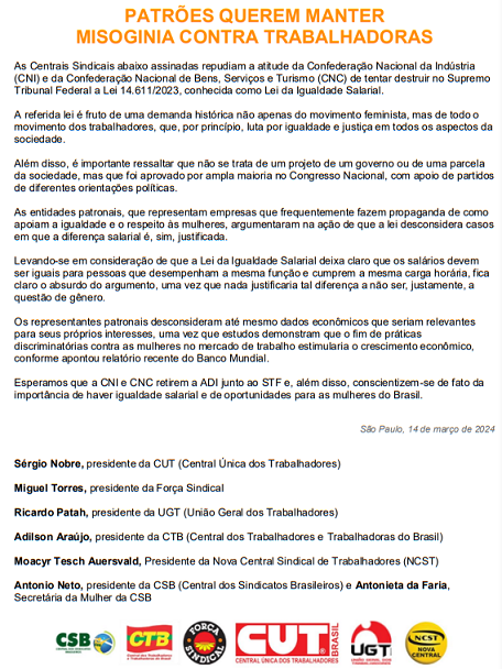 nota centrais igualdade salarial stf patronais1